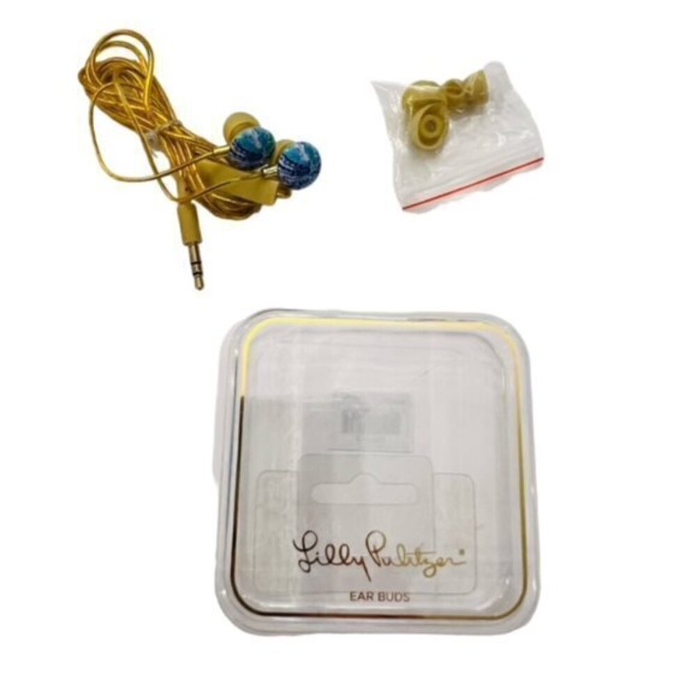 SALE!! 2 for $15 LILLY PULITZER EARBUDS Volume Control Blue and White Designer
